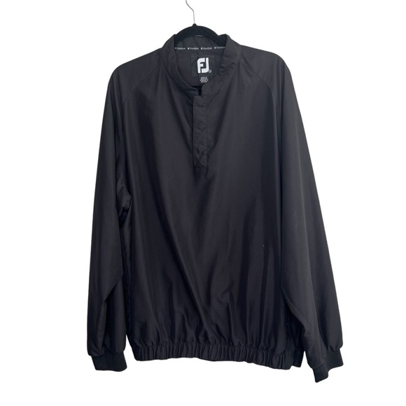 Footjoy FJ Mens Windbreaker Jacket Pullover Long Sleeve 1/4 Snap Black Size XL - Picture 1 of 12